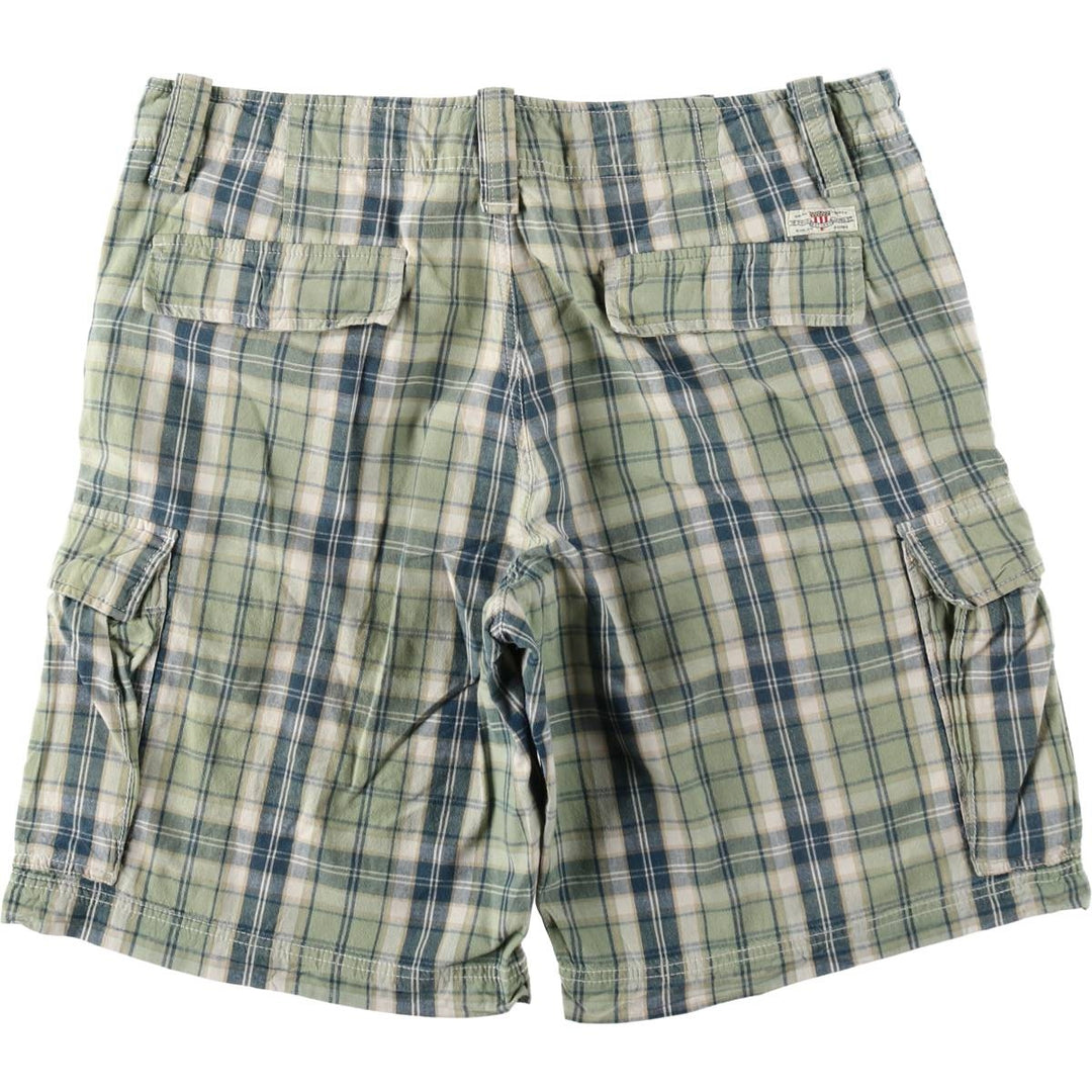 2000'S Ralph Lauren POLO JEANS COMPANY Check Pattern Cargo Shorts (Men's W38 equivalent) cotton Mint green Vintage Second Hand