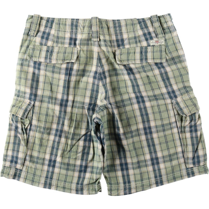 2000'S Ralph Lauren POLO JEANS COMPANY Check Pattern Cargo Shorts (Men's W38 equivalent) cotton Mint green Vintage Second Hand