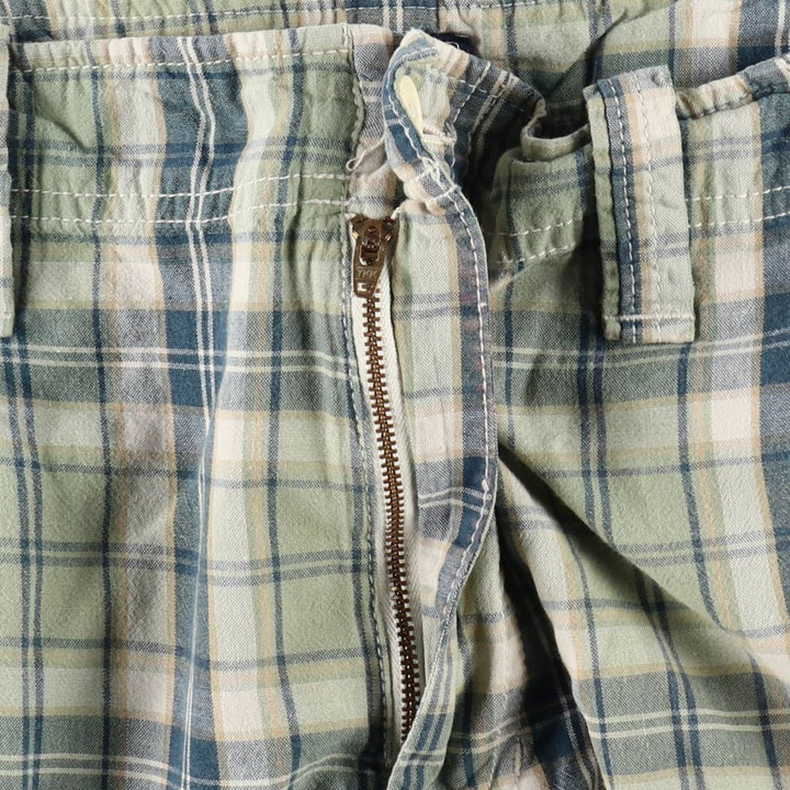 2000'S Ralph Lauren POLO JEANS COMPANY Check Pattern Cargo Shorts (Men's W38 equivalent) cotton Mint green Vintage Second Hand