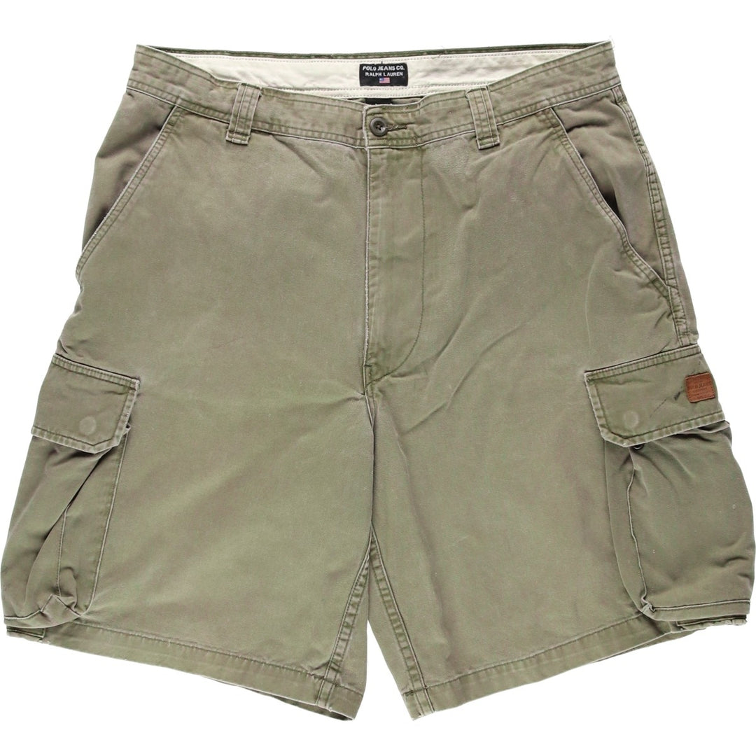 2000'S Ralph Lauren POLO JEANS COMPANY stenciled military cargo shorts, men's size W37 (approx.) cotton Khaki type Vintage Second Hand