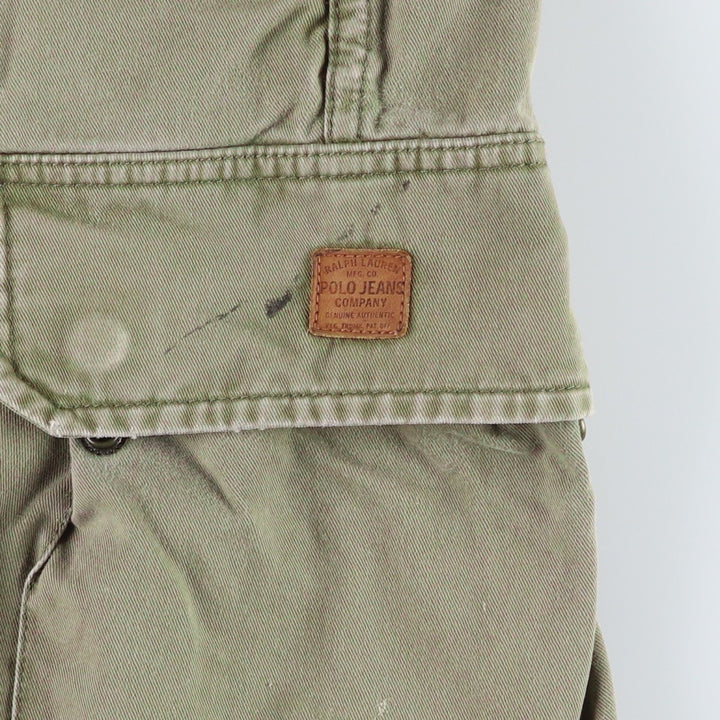 2000'S Ralph Lauren POLO JEANS COMPANY stenciled military cargo shorts, men's size W37 (approx.) cotton Khaki type Vintage Second Hand
