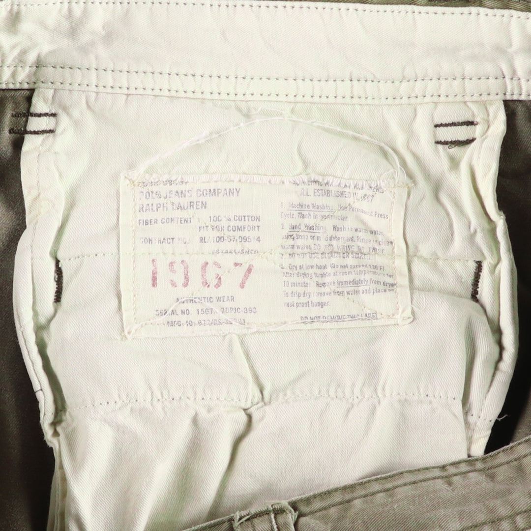 2000'S Ralph Lauren POLO JEANS COMPANY stenciled military cargo shorts, men's size W37 (approx.) cotton Khaki type Vintage Second Hand