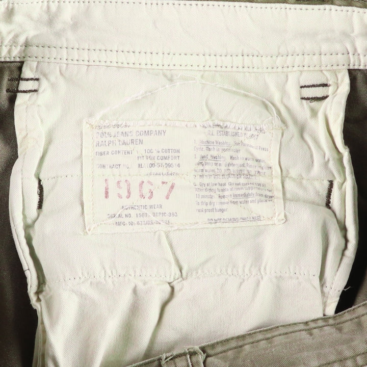 2000'S Ralph Lauren POLO JEANS COMPANY stenciled military cargo shorts, men's size W37 (approx.) cotton Khaki type Vintage Second Hand