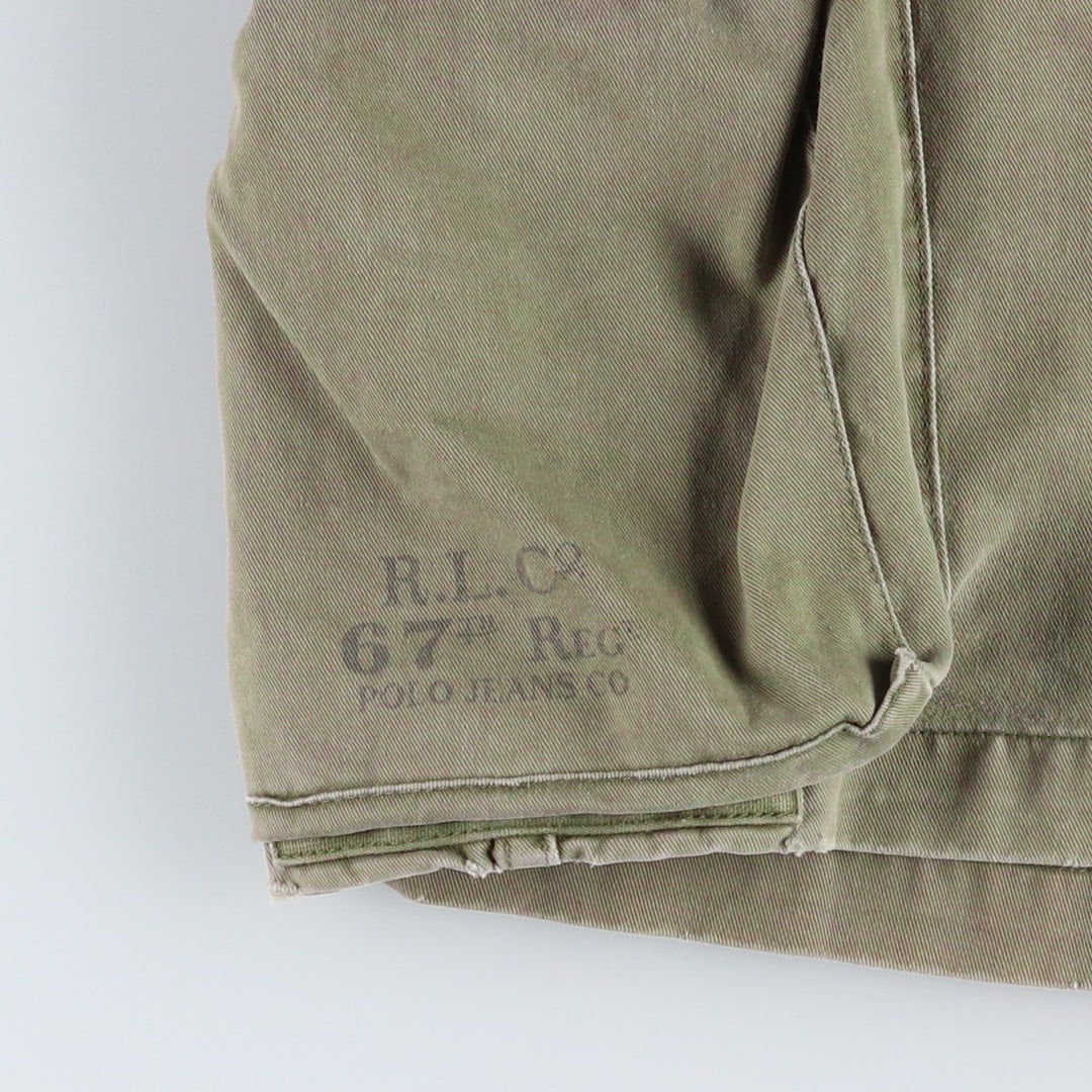 2000'S Ralph Lauren POLO JEANS COMPANY stenciled military cargo shorts, men's size W37 (approx.) cotton Khaki type Vintage Second Hand