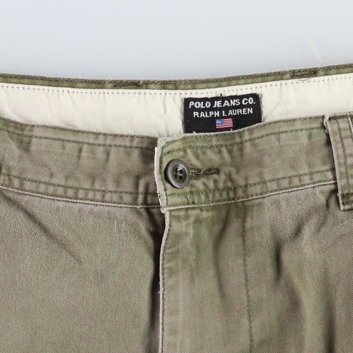 2000'S Ralph Lauren POLO JEANS COMPANY stenciled military cargo shorts, men's size W37 (approx.) cotton Khaki type Vintage Second Hand