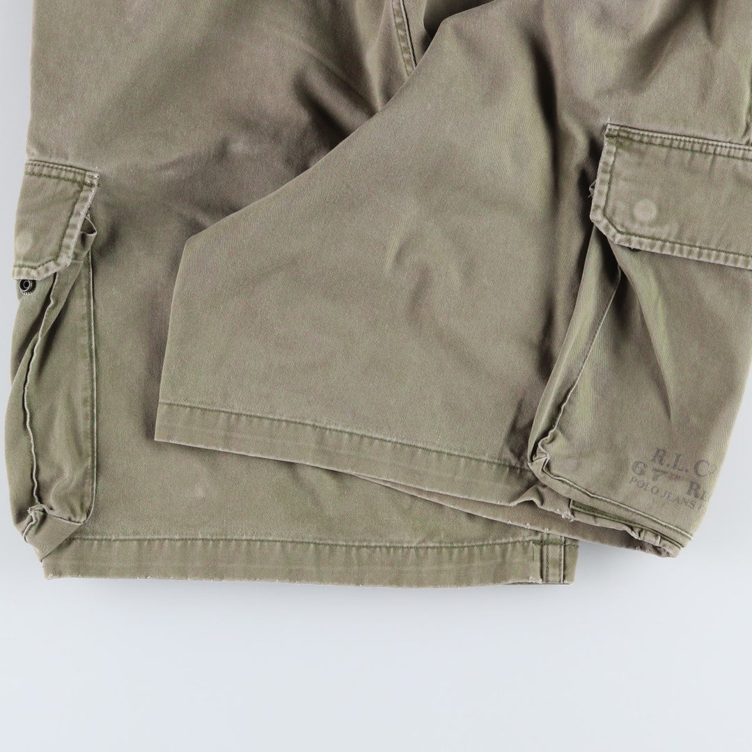 2000'S Ralph Lauren POLO JEANS COMPANY stenciled military cargo shorts, men's size W37 (approx.) cotton Khaki type Vintage Second Hand