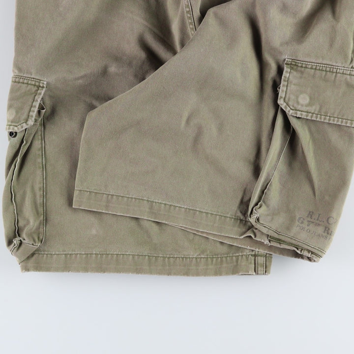 2000'S Ralph Lauren POLO JEANS COMPANY stenciled military cargo shorts, men's size W37 (approx.) cotton Khaki type Vintage Second Hand