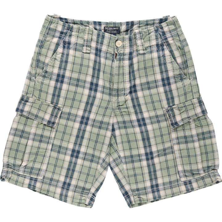 2000'S Ralph Lauren POLO JEANS COMPANY Check Pattern Cargo Shorts (Men's W34 equivalent) cotton green type yellow green Vintage Second Hand