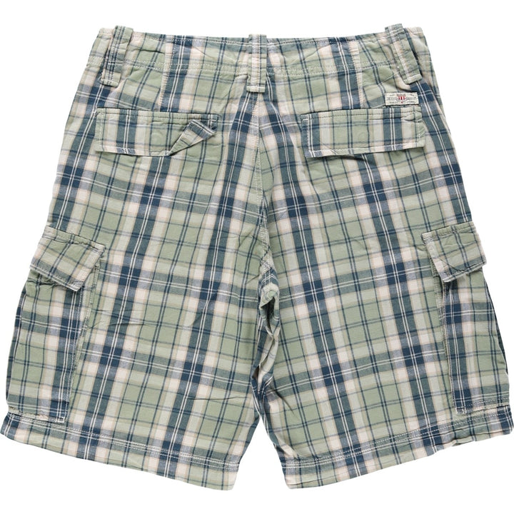 2000'S Ralph Lauren POLO JEANS COMPANY Check Pattern Cargo Shorts (Men's W34 equivalent) cotton green type yellow green Vintage Second Hand