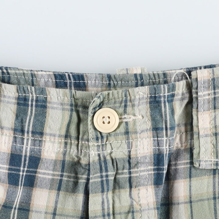 2000'S Ralph Lauren POLO JEANS COMPANY Check Pattern Cargo Shorts (Men's W34 equivalent) cotton green type yellow green Vintage Second Hand