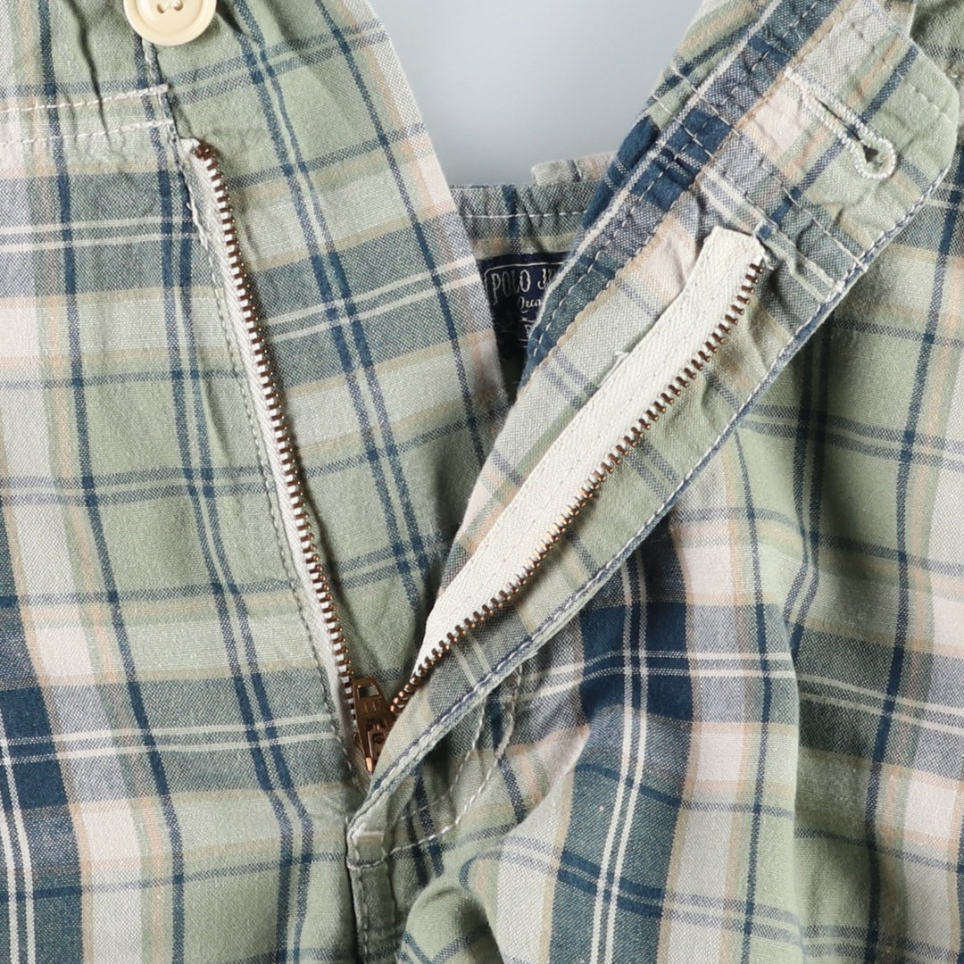2000'S Ralph Lauren POLO JEANS COMPANY Check Pattern Cargo Shorts (Men's W34 equivalent) cotton green type yellow green Vintage Second Hand