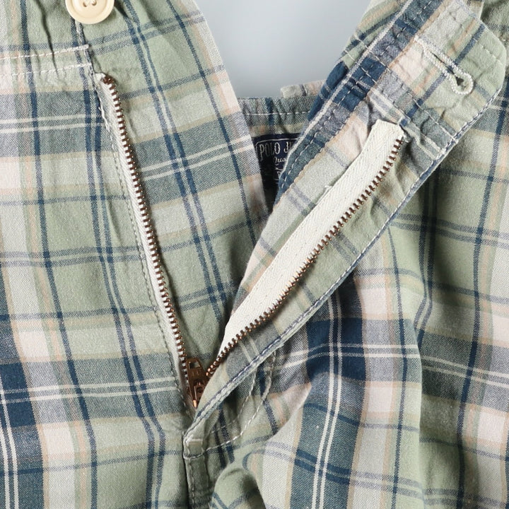 2000'S Ralph Lauren POLO JEANS COMPANY Check Pattern Cargo Shorts (Men's W34 equivalent) cotton green type yellow green Vintage Second Hand