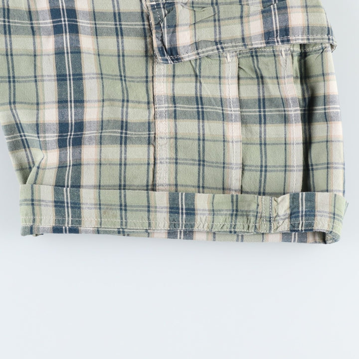 2000'S Ralph Lauren POLO JEANS COMPANY Check Pattern Cargo Shorts (Men's W34 equivalent) cotton green type yellow green Vintage Second Hand