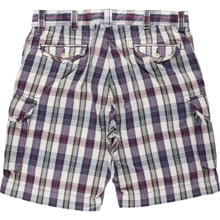 Ralph Lauren POLO by Ralph Lauren Check Pattern Cargo Shorts (Men's W39 equivalent) cotton navy blue type Vintage Second Hand