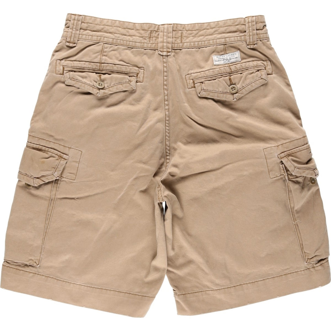 Ralph Lauren POLO by Ralph Lauren cargo shorts, short pants, men's size w32 cotton beige type brown Vintage Second Hand