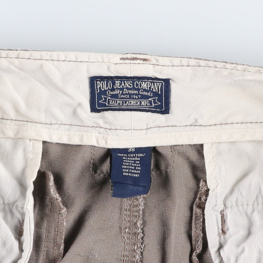2000'S Ralph Lauren POLO JEANS COMPANY Ripstop Cargo Shorts (Men's W39 equivalent) cotton Khaki type beige Vintage Second Hand