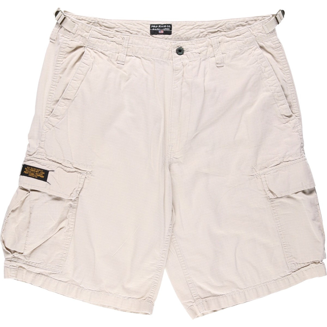 2000'S Ralph Lauren POLO JEANS COMPANY Ripstop Military Cargo Shorts (Men's W37 equivalent) cotton Beige type Vintage Second Hand
