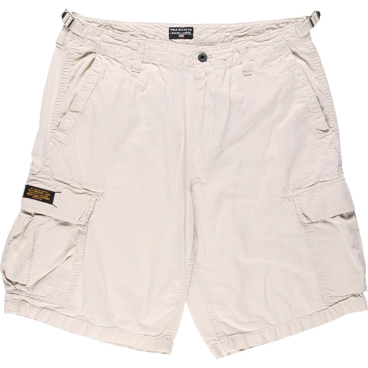 2000'S Ralph Lauren POLO JEANS COMPANY Ripstop Military Cargo Shorts (Men's W37 equivalent) cotton Beige type Vintage Second Hand