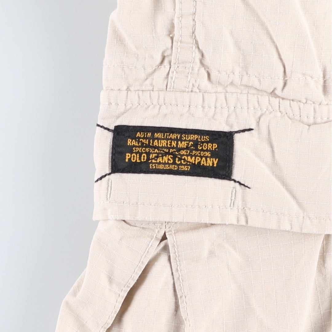 2000'S Ralph Lauren POLO JEANS COMPANY Ripstop Military Cargo Shorts (Men's W37 equivalent) cotton Beige type Vintage Second Hand