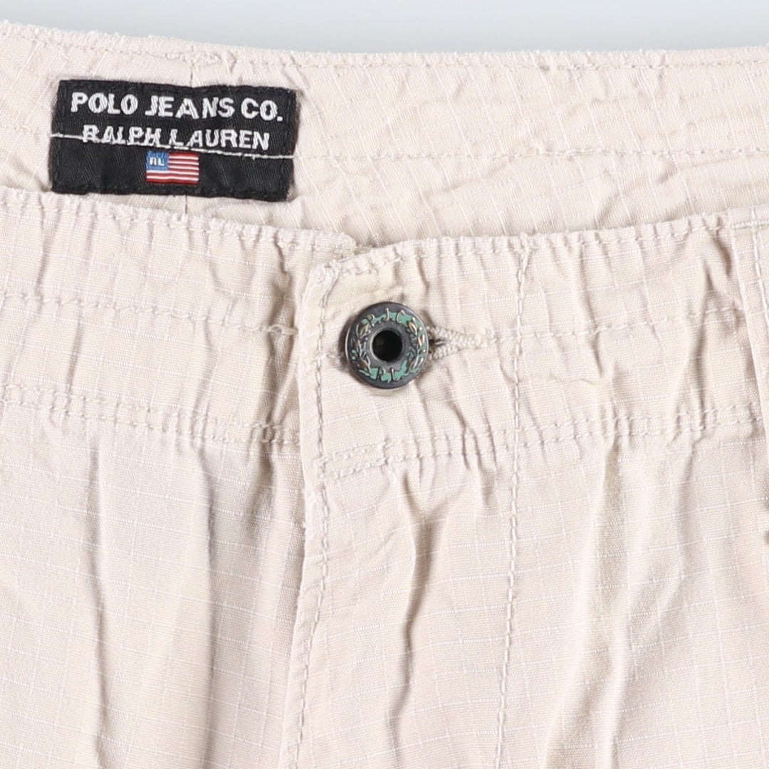 2000'S Ralph Lauren POLO JEANS COMPANY Ripstop Military Cargo Shorts (Men's W37 equivalent) cotton Beige type Vintage Second Hand
