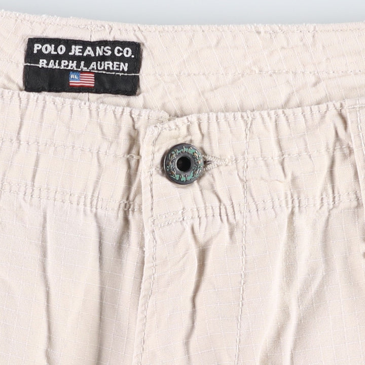 2000'S Ralph Lauren POLO JEANS COMPANY Ripstop Military Cargo Shorts (Men's W37 equivalent) cotton Beige type Vintage Second Hand