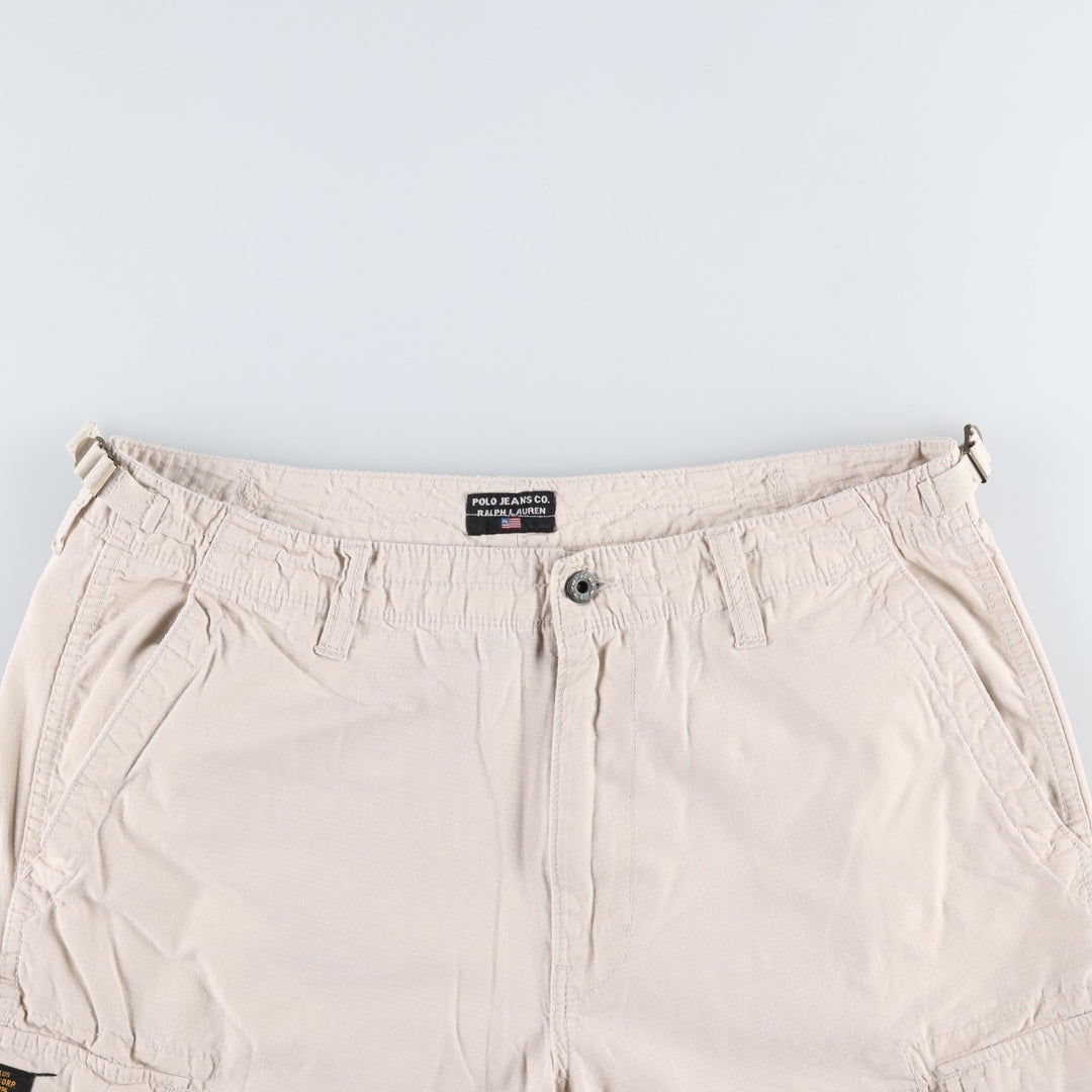 2000'S Ralph Lauren POLO JEANS COMPANY Ripstop Military Cargo Shorts (Men's W37 equivalent) cotton Beige type Vintage Second Hand