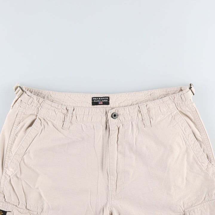 2000'S Ralph Lauren POLO JEANS COMPANY Ripstop Military Cargo Shorts (Men's W37 equivalent) cotton Beige type Vintage Second Hand