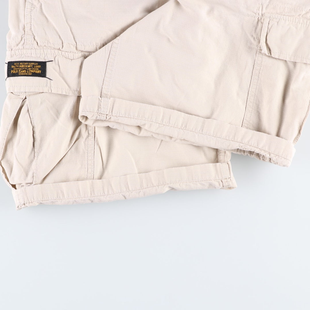 2000'S Ralph Lauren POLO JEANS COMPANY Ripstop Military Cargo Shorts (Men's W37 equivalent) cotton Beige type Vintage Second Hand