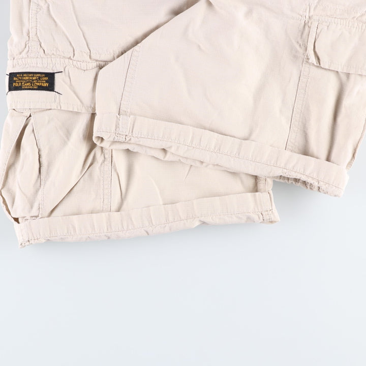 2000'S Ralph Lauren POLO JEANS COMPANY Ripstop Military Cargo Shorts (Men's W37 equivalent) cotton Beige type Vintage Second Hand