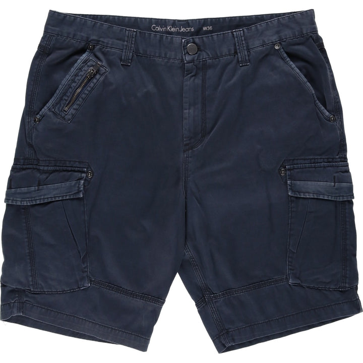 Calvin Klein Jeans Cargo Shorts, Men's Size W38 (approx.) cotton navy blue type Vintage Second Hand