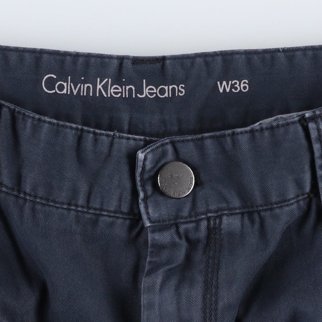 Calvin Klein Jeans Cargo Shorts, Men's Size W38 (approx.) cotton navy blue type Vintage Second Hand