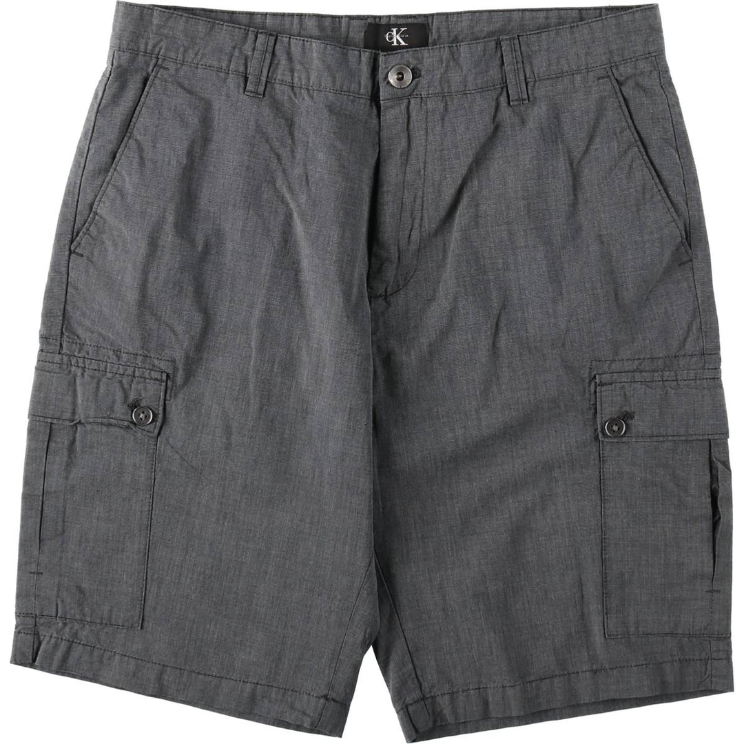 90s-00'S Calvin Klein chambray cargo shorts, men's size W34 (approx.) cotton gray type Vintage Second Hand