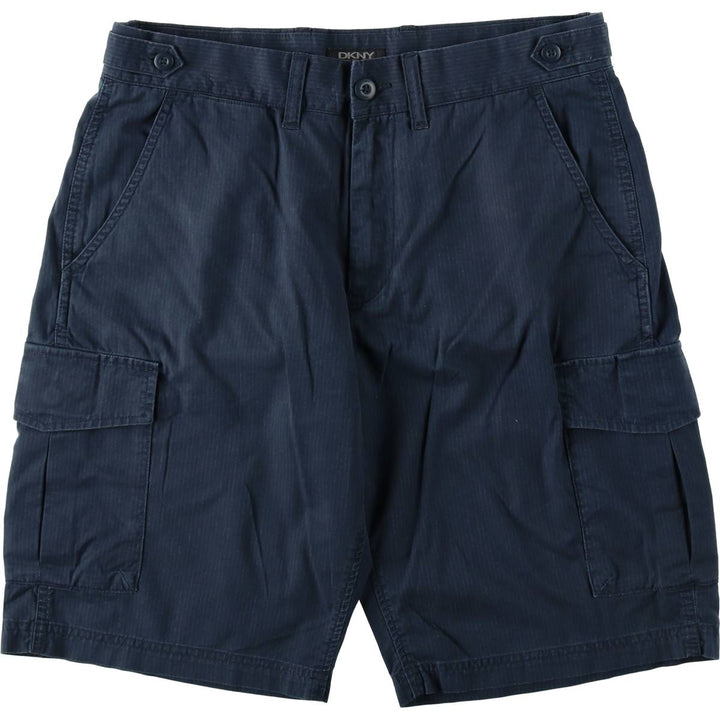 DKNY Stripe Pattern Cargo Shorts (Men's W33 equivalent) cotton navy blue type Vintage Second Hand