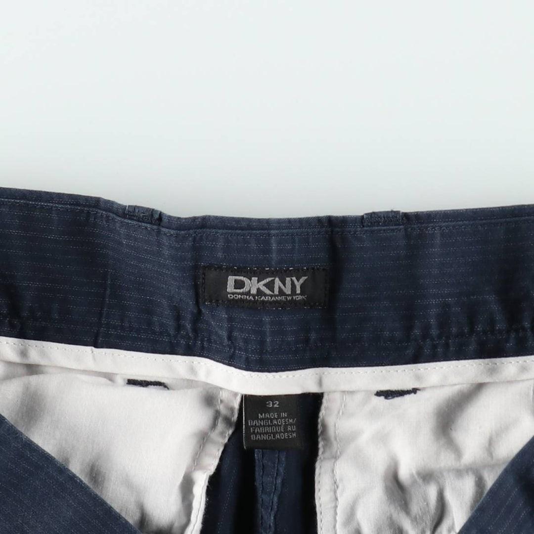 DKNY Stripe Pattern Cargo Shorts (Men's W33 equivalent) cotton navy blue type Vintage Second Hand