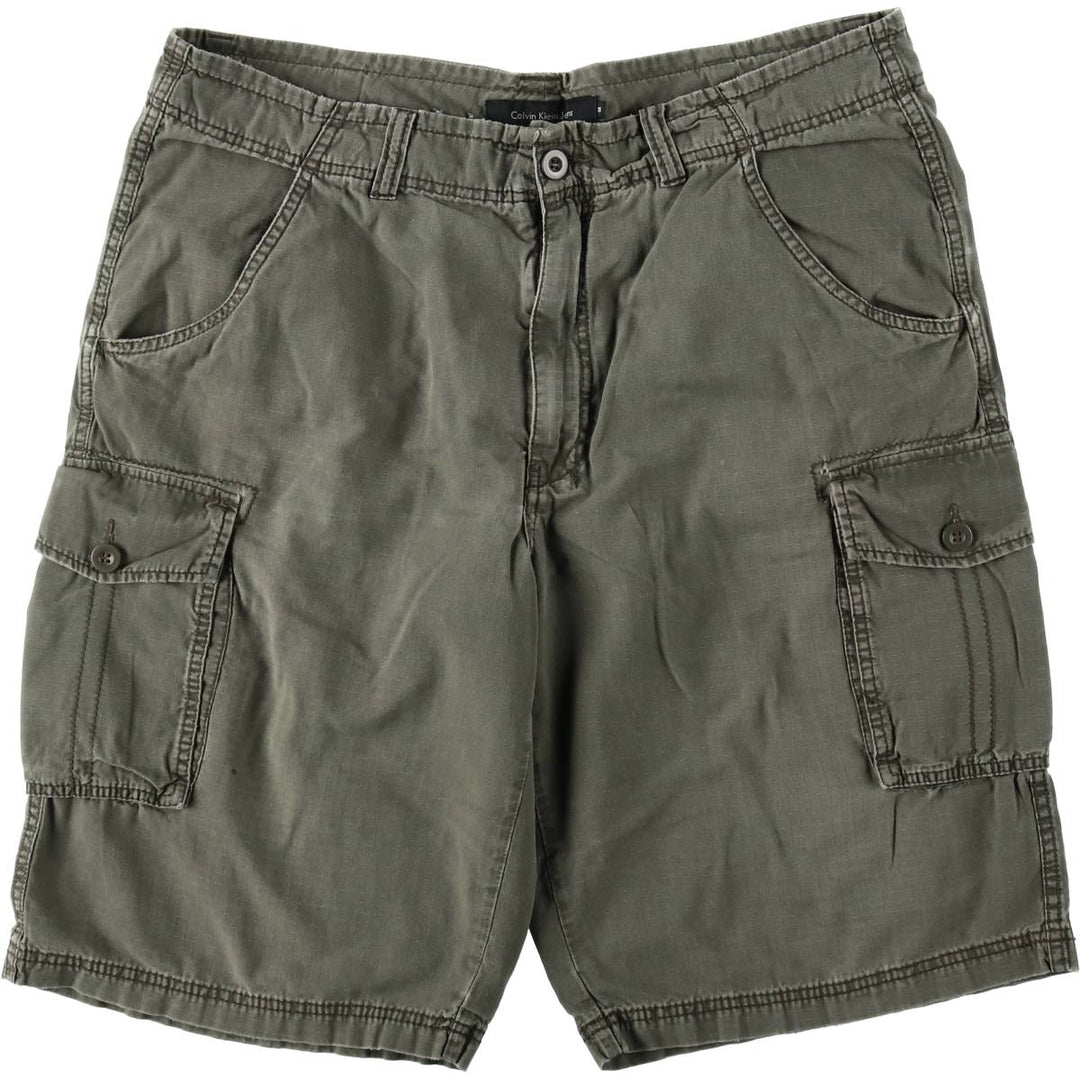Calvin Klein Jeans Ripstop Cargo Shorts, Men's Size W39 (approx.) cotton Khaki type Vintage Second Hand