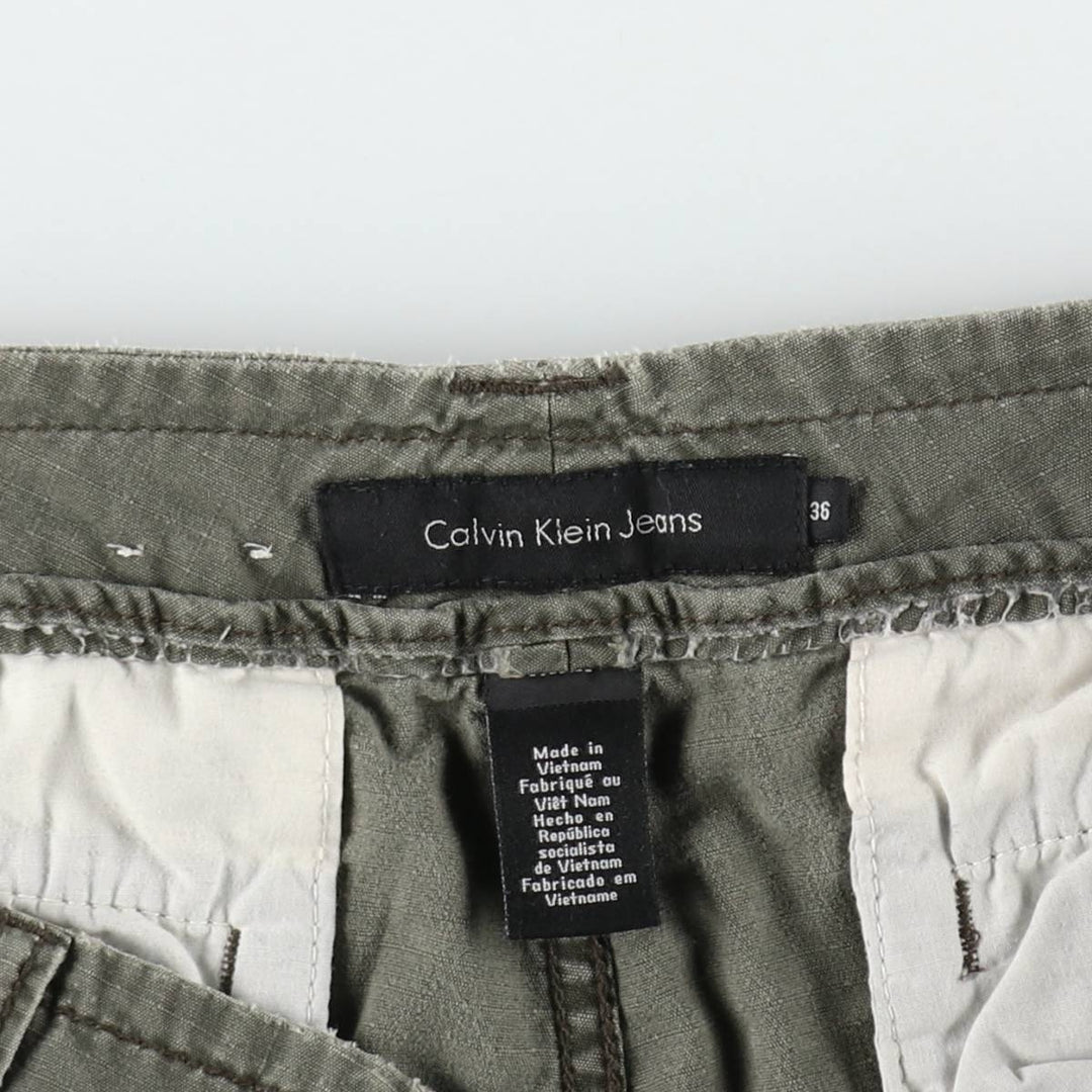 Calvin Klein Jeans Ripstop Cargo Shorts, Men's Size W39 (approx.) cotton Khaki type Vintage Second Hand