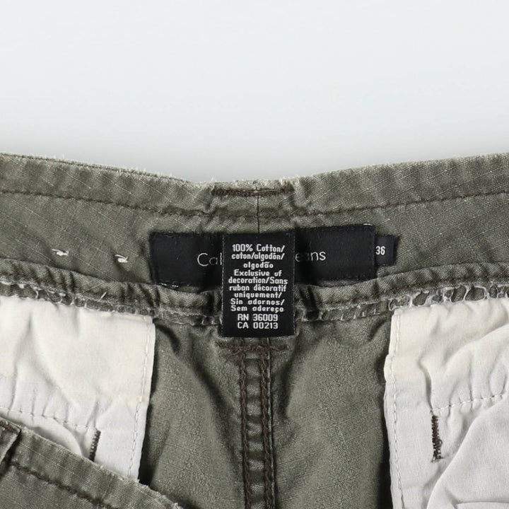 Calvin Klein Jeans Ripstop Cargo Shorts, Men's Size W39 (approx.) cotton Khaki type Vintage Second Hand