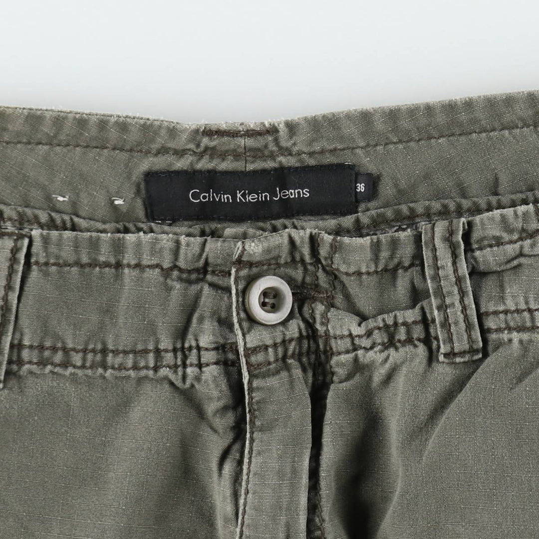 Calvin Klein Jeans Ripstop Cargo Shorts, Men's Size W39 (approx.) cotton Khaki type Vintage Second Hand
