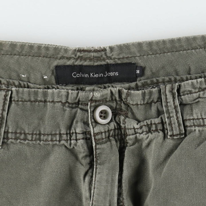 Calvin Klein Jeans Ripstop Cargo Shorts, Men's Size W39 (approx.) cotton Khaki type Vintage Second Hand