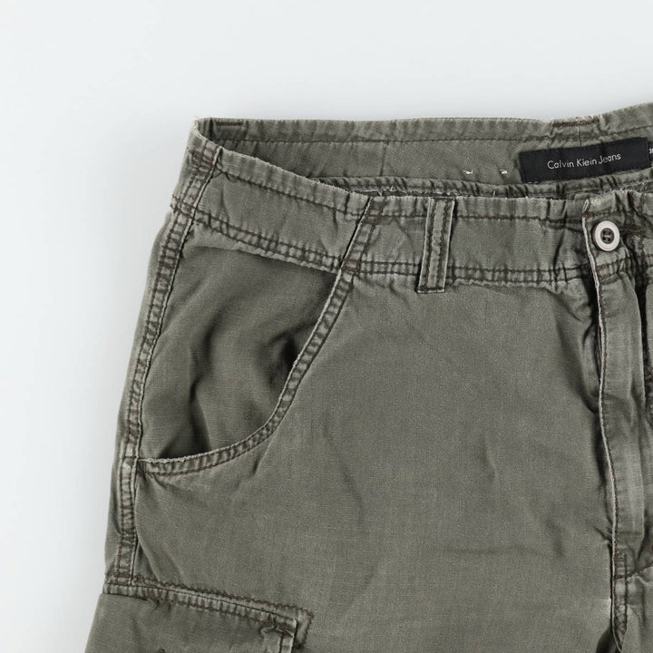 Calvin Klein Jeans Ripstop Cargo Shorts, Men's Size W39 (approx.) cotton Khaki type Vintage Second Hand