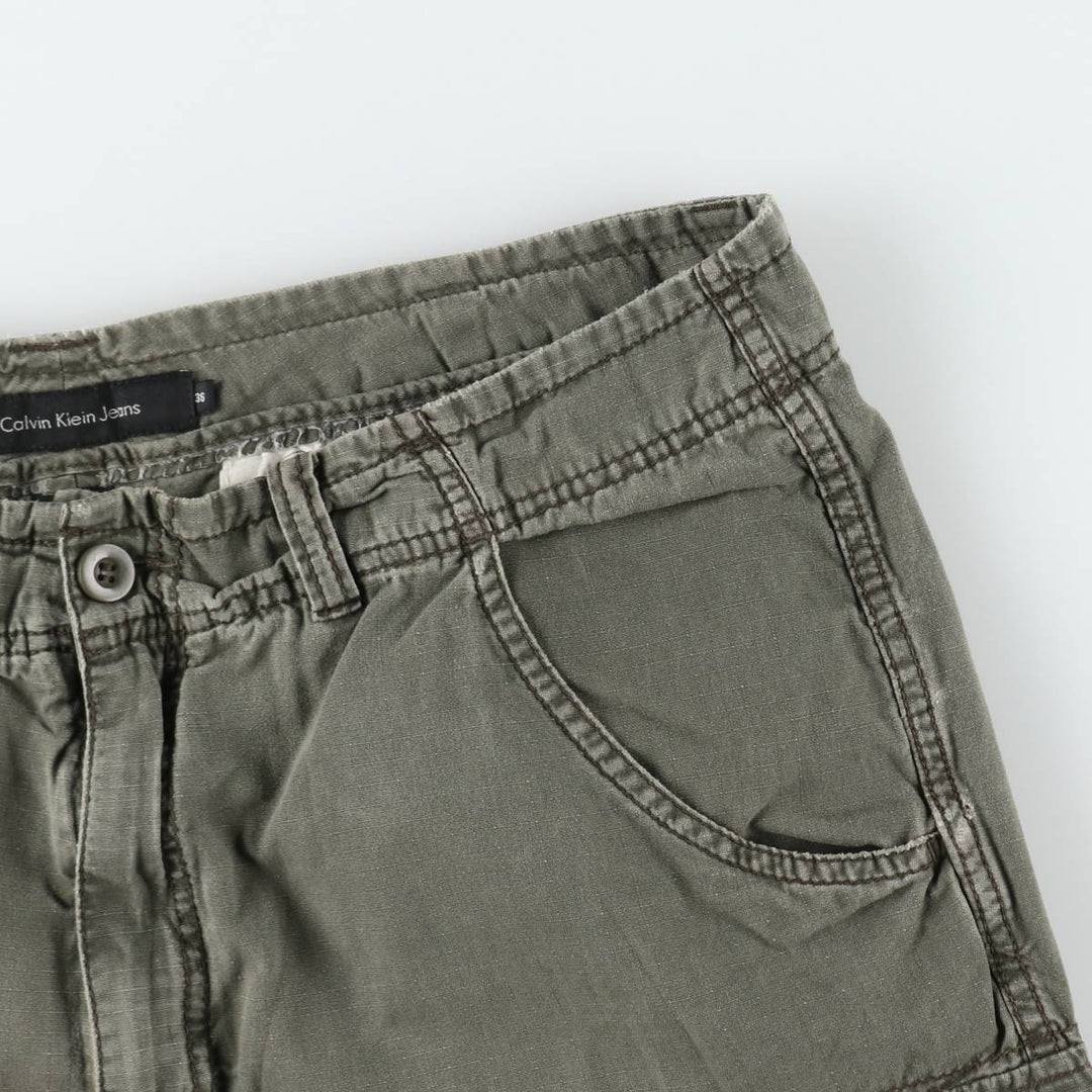 Calvin Klein Jeans Ripstop Cargo Shorts, Men's Size W39 (approx.) cotton Khaki type Vintage Second Hand