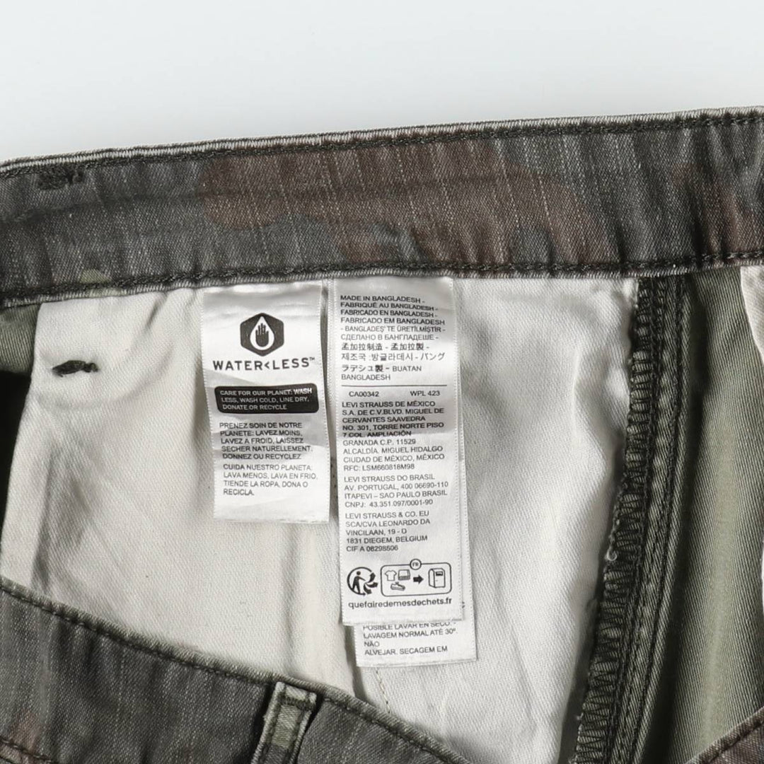 Levi's camouflage pattern cargo shorts, men's size W35 (approx.) cotton Khaki type Vintage Second Hand