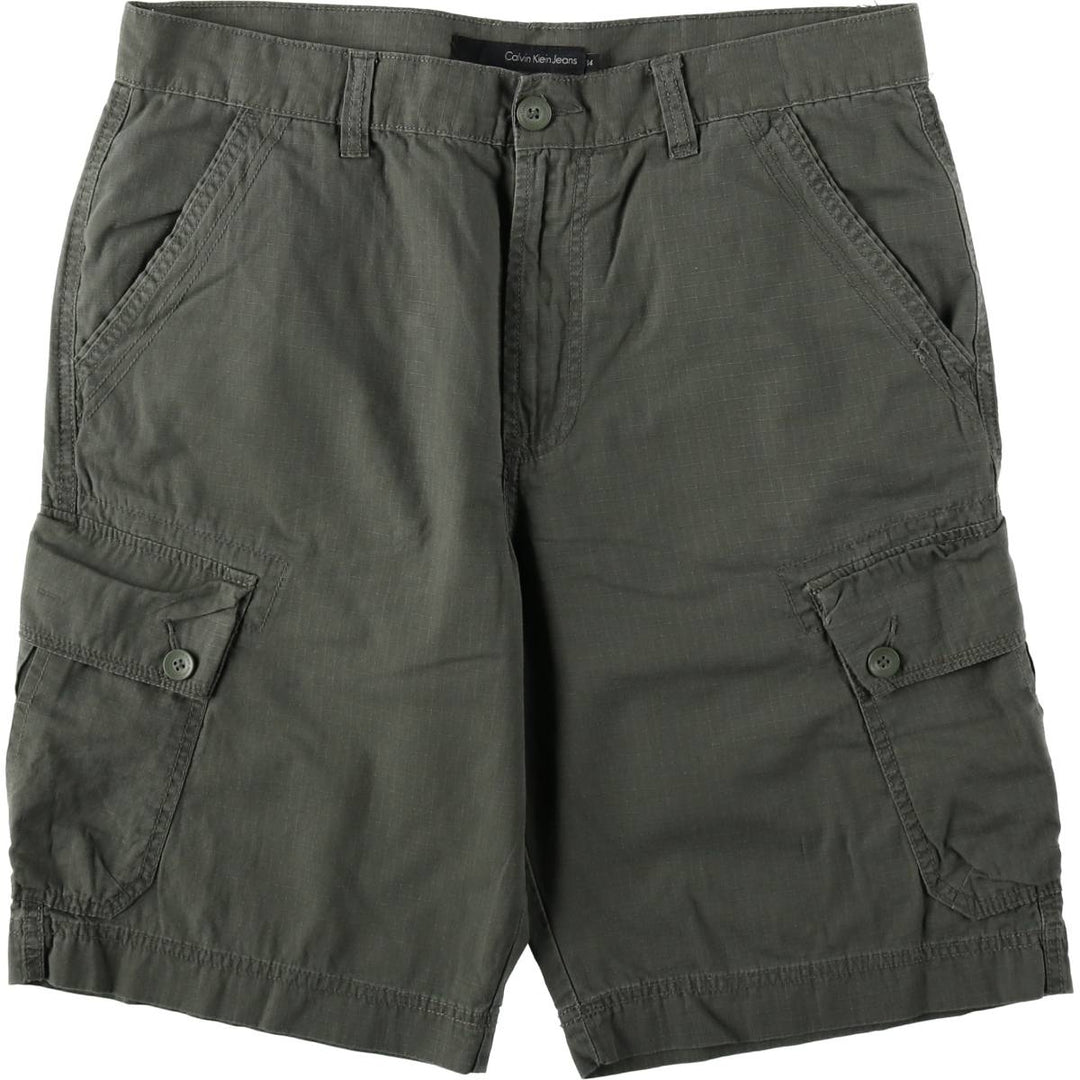 2000s- Calvin Klein Jeans Ripstop Cargo Shorts (Men's W37 equivalent) cotton Khaki type Vintage Second Hand