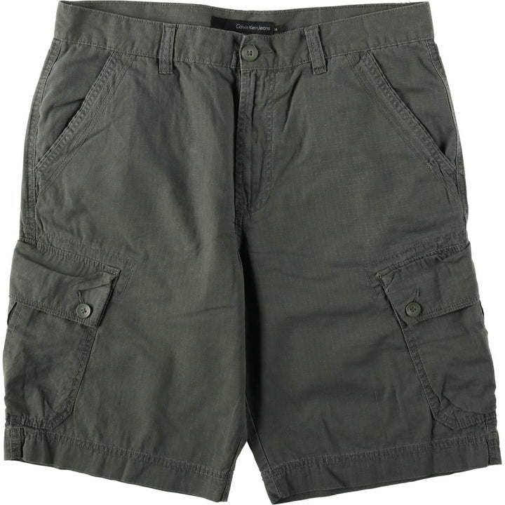 2000s- Calvin Klein Jeans Ripstop Cargo Shorts (Men's W37 equivalent) cotton Khaki type Vintage Second Hand