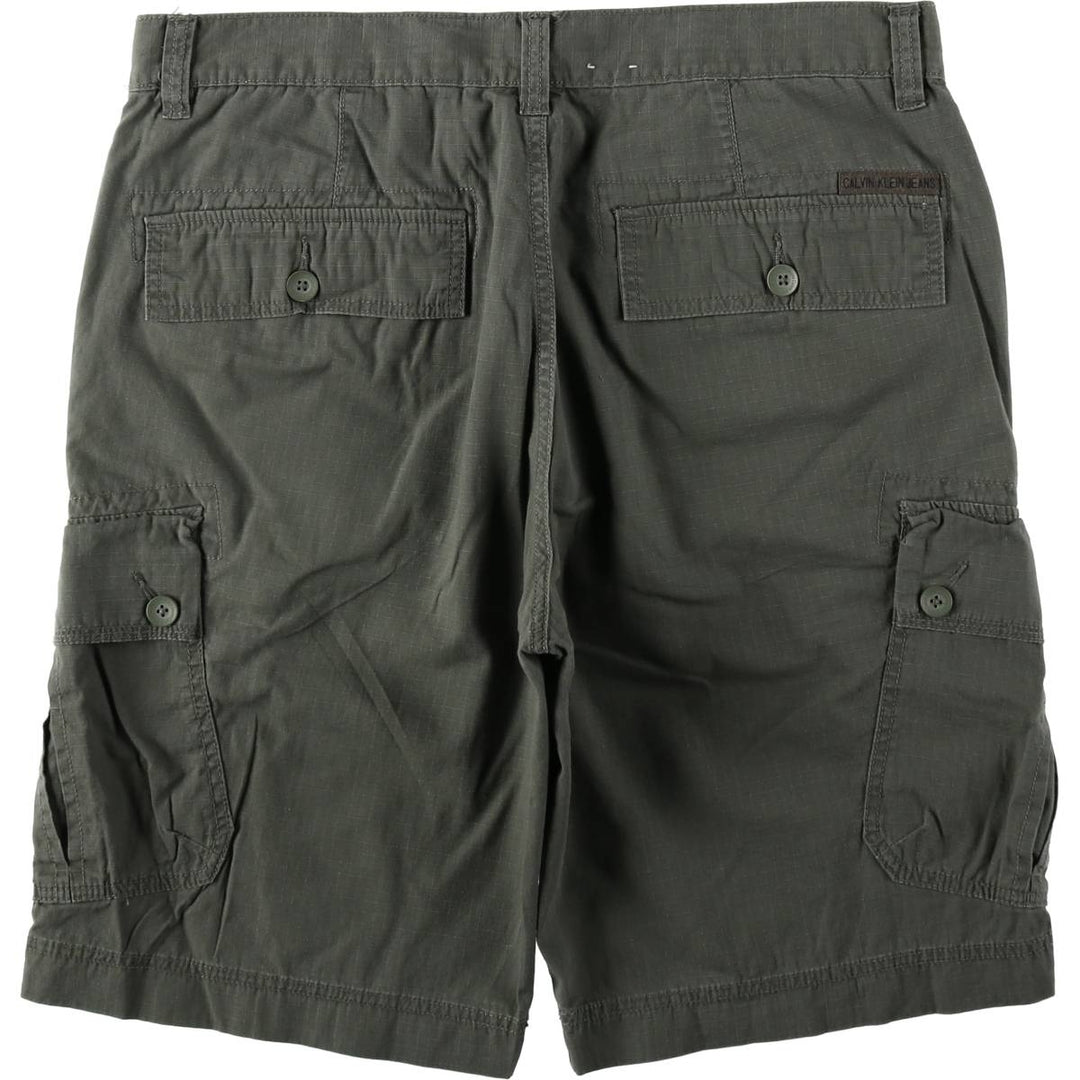2000s- Calvin Klein Jeans Ripstop Cargo Shorts (Men's W37 equivalent) cotton Khaki type Vintage Second Hand