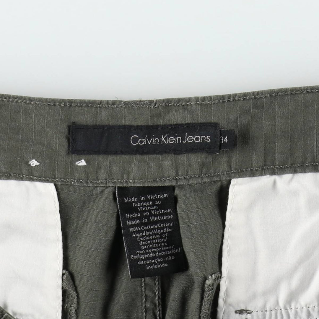 2000s- Calvin Klein Jeans Ripstop Cargo Shorts (Men's W37 equivalent) cotton Khaki type Vintage Second Hand