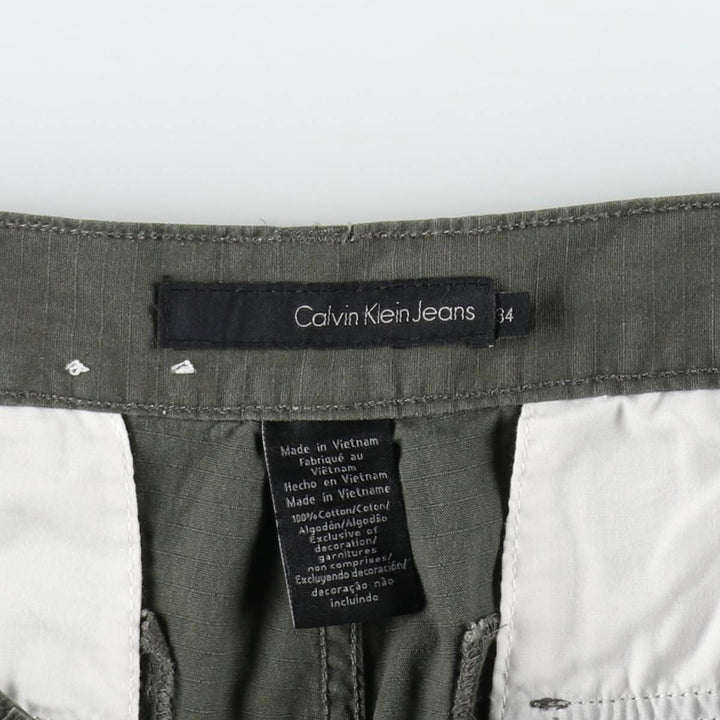 2000s- Calvin Klein Jeans Ripstop Cargo Shorts (Men's W37 equivalent) cotton Khaki type Vintage Second Hand