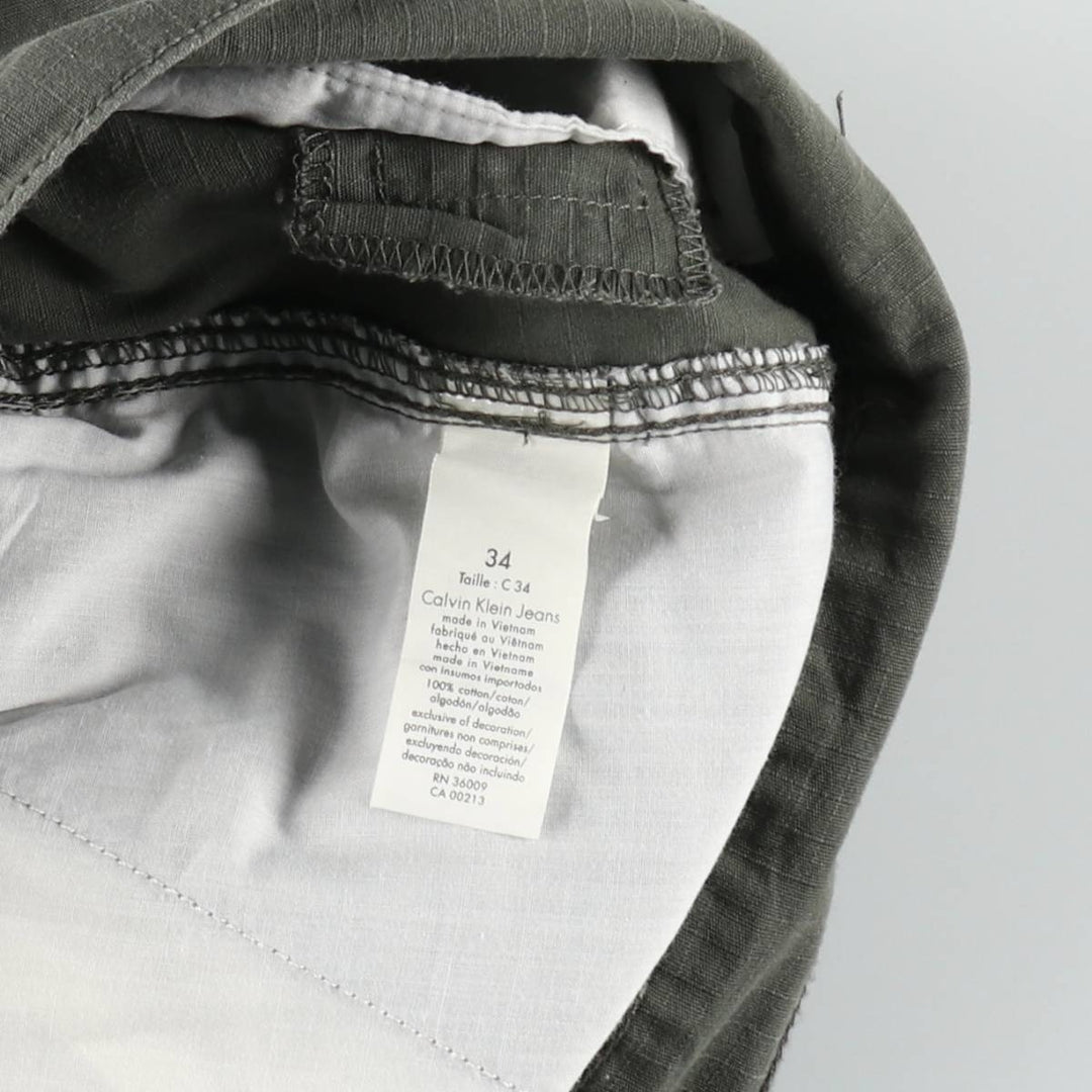 2000s- Calvin Klein Jeans Ripstop Cargo Shorts (Men's W37 equivalent) cotton Khaki type Vintage Second Hand