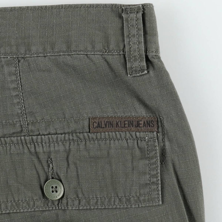 2000s- Calvin Klein Jeans Ripstop Cargo Shorts (Men's W37 equivalent) cotton Khaki type Vintage Second Hand