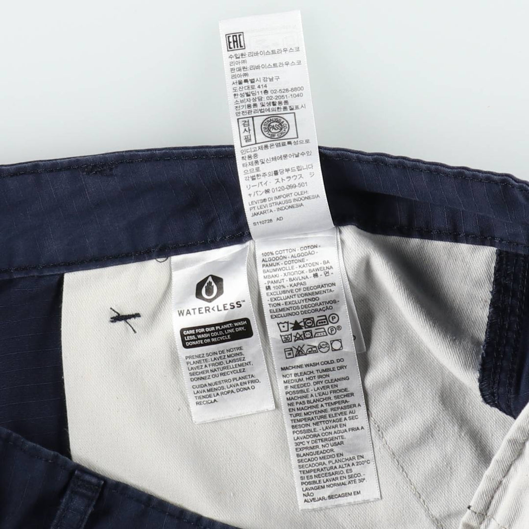 Levi's ripstop cargo shorts, men's size W37 (approx.) cotton navy blue type Vintage Second Hand